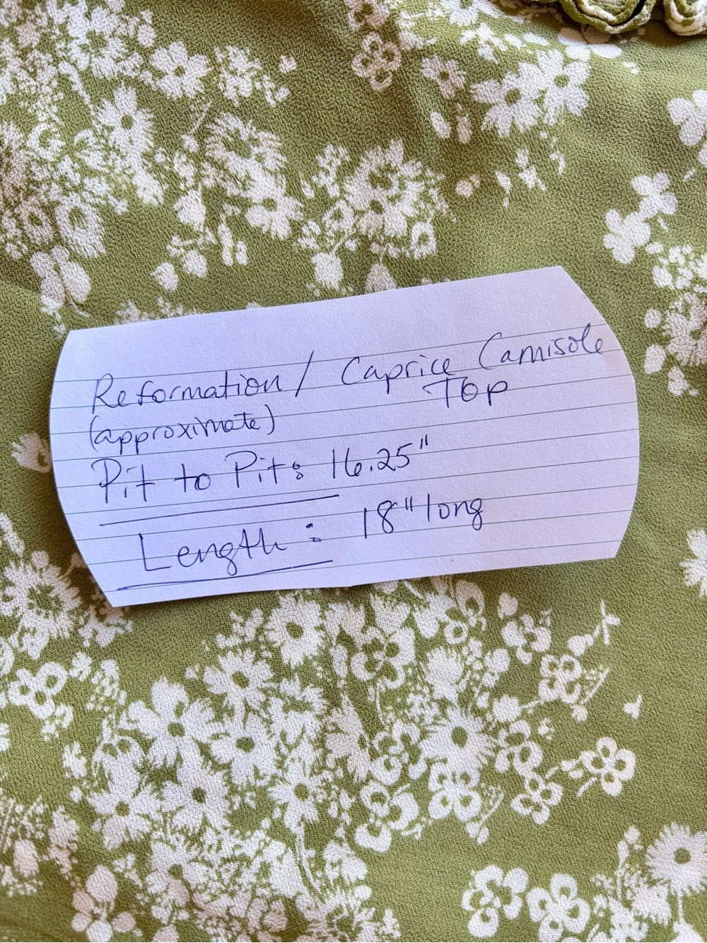 REFORMATION “Caprice” Line Green White Floral Ruffle Camisole Top size small - Picture 6 of 8